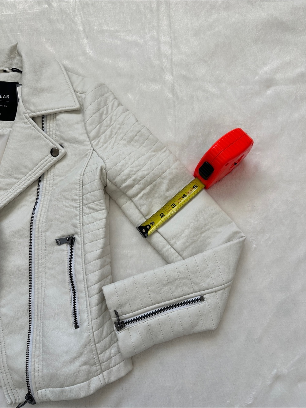 Cotton On "Sydney" Faux Leather PU Biker Moto Jacket White - Size US 2 NWT - Picture 11 of 11